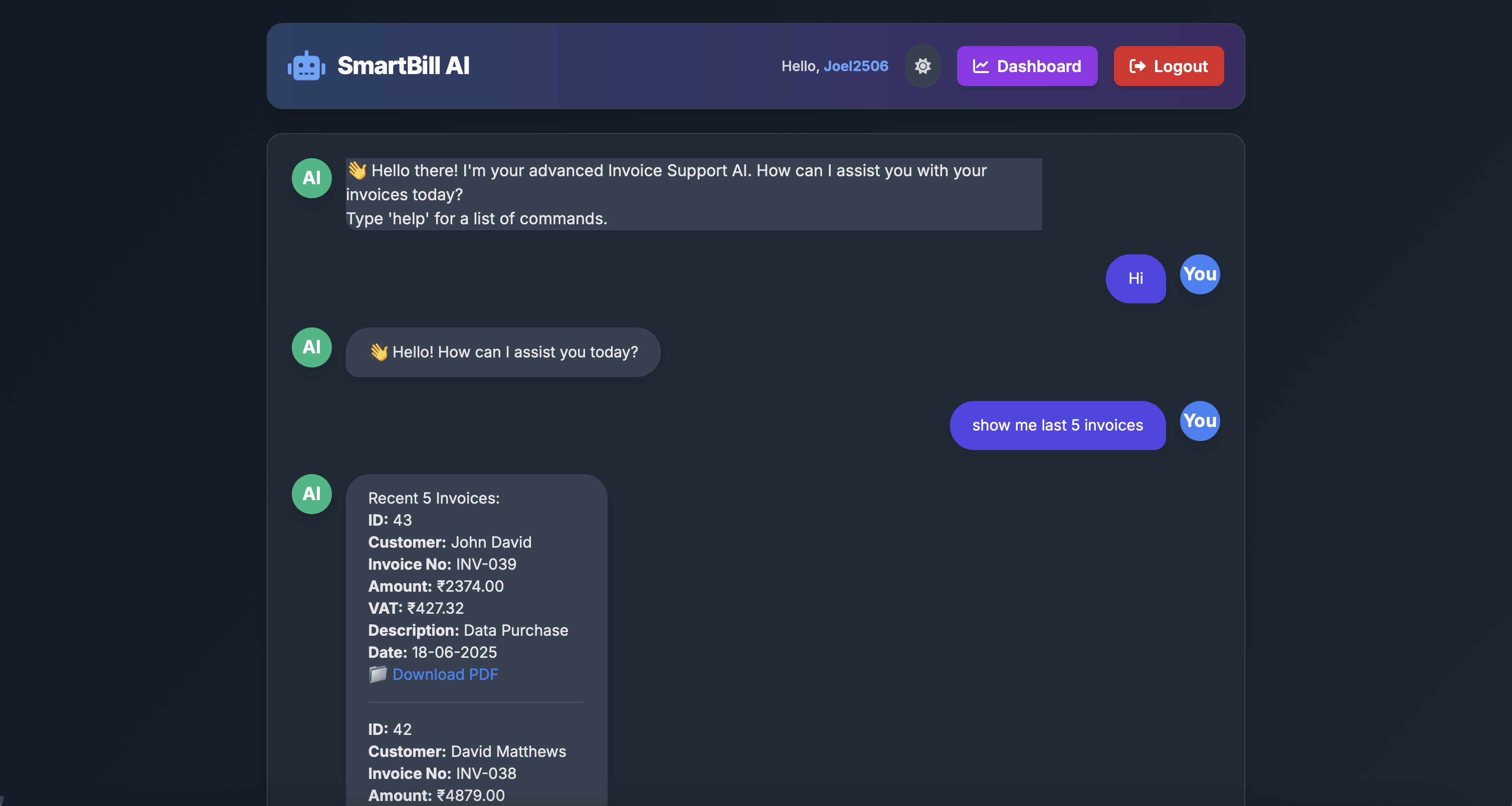 SmartBill AI – Invoice & Analytics Platform